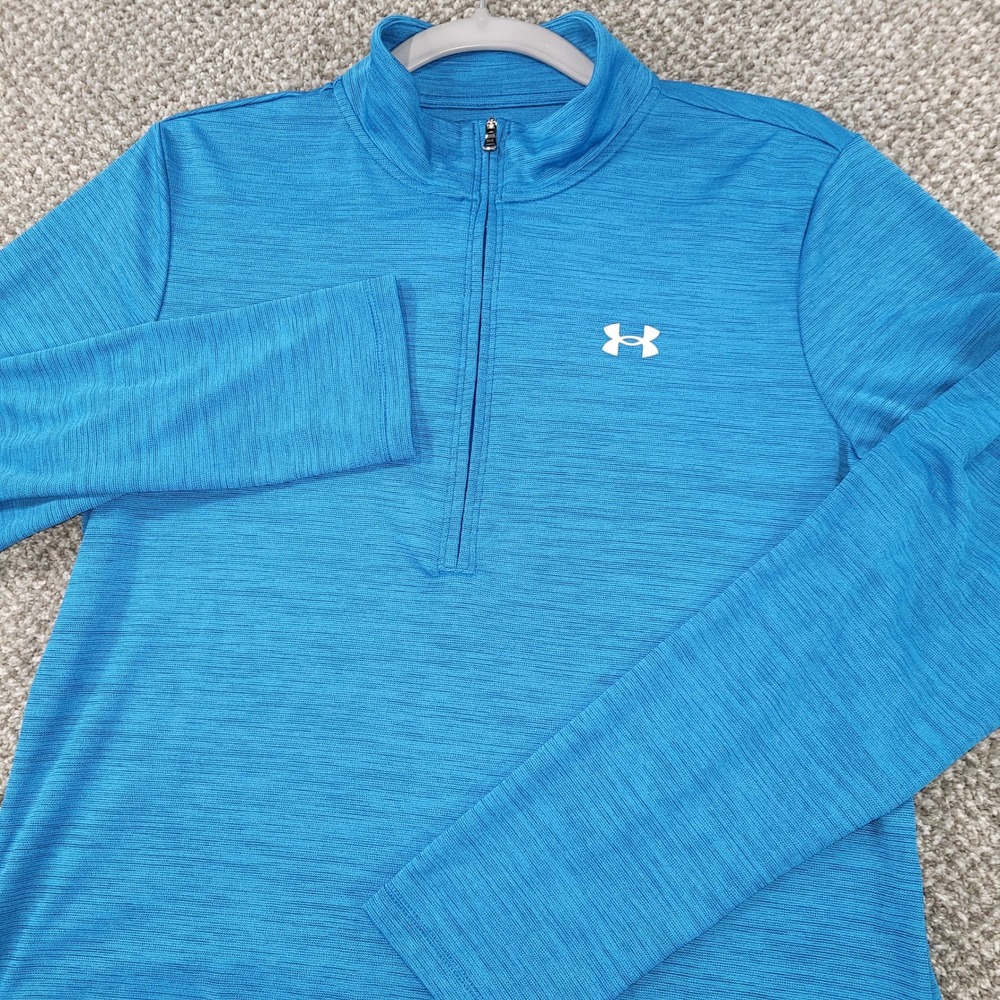 Under Armour Mens Tech 1/4 Zip Pullover Blue Heather Long Sleeve Shirt Medium